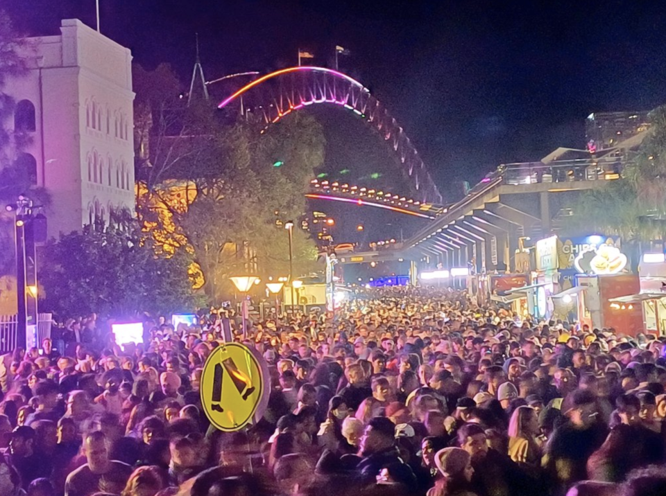 Huge crowd of people at Vivid Sydney on Saturday night. 