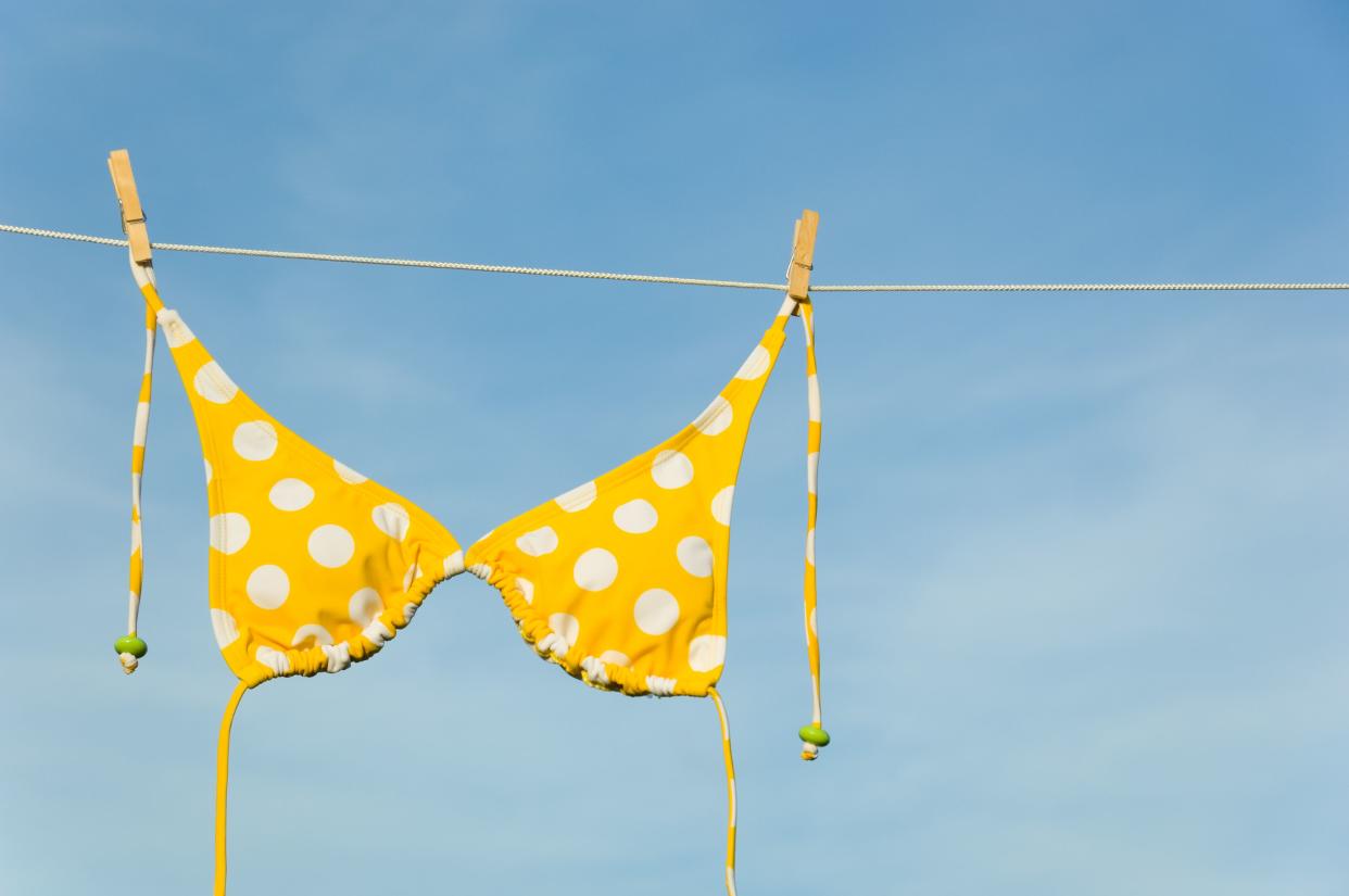 Bikini Top hanging on a clothesline
