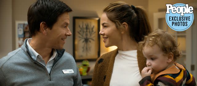 <p>Courtesy of Apple</p> Mark Wahlberg and Michelle Monaghan in 'The Family Plan'