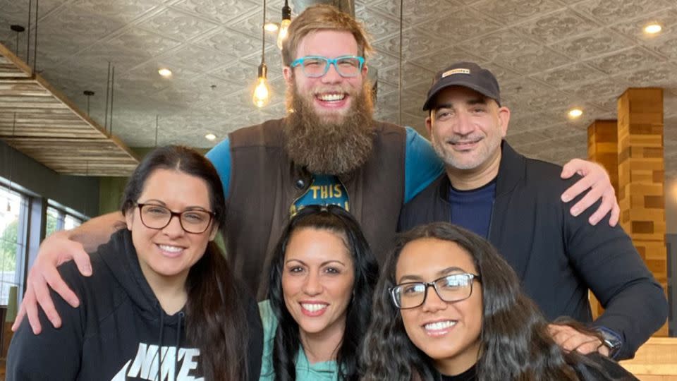 Many of the stranded strangers became good friends. Pictured here: Renee, Laura, Alanah, Seth and Carlos. - Courtesy Laura Cordero