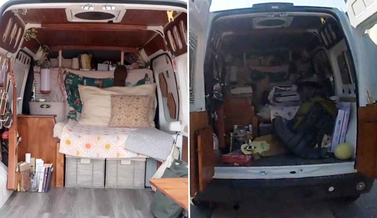 Images of the van shown in police bodycam footage, and from the couple’s YouTube channel, posted days later (Moab City Police Department / Nomadic Static YouTube channel)