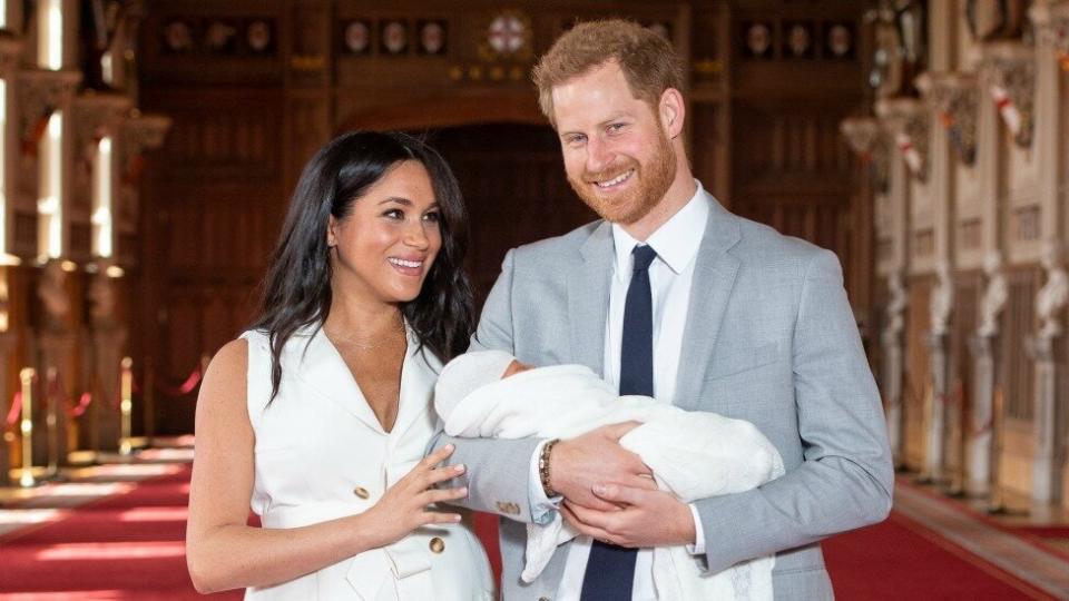 Prince Harry and Meghan Markle show off their baby son Archie Harrison Mountbatten-Windsor, in his first official portrait