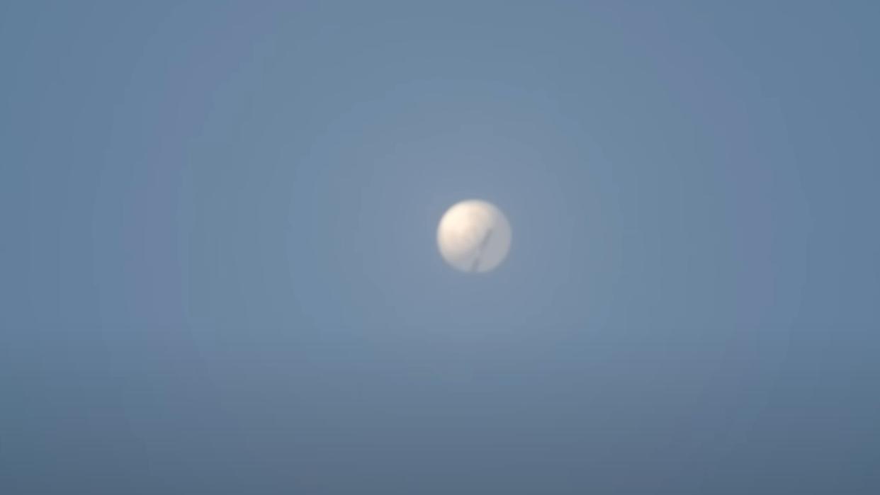  A still frame of a video reportedly showing a Chinese surveillance balloon. 