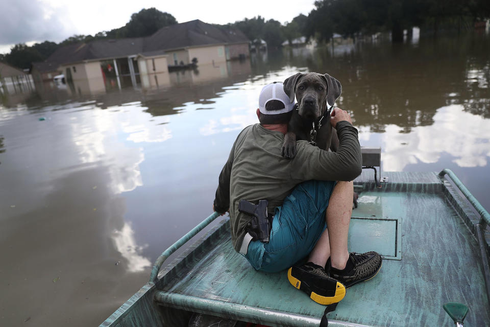 Searching for victims in floodwaters