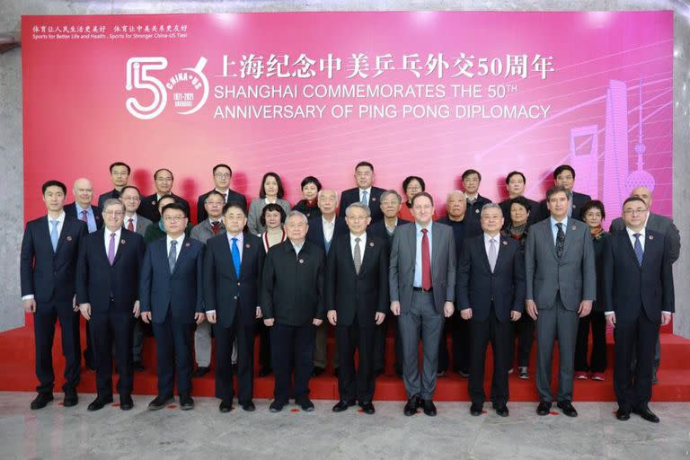 Evento conmemorativo de los 50 años de la diplomacia de ping pong, en Shanghai, China