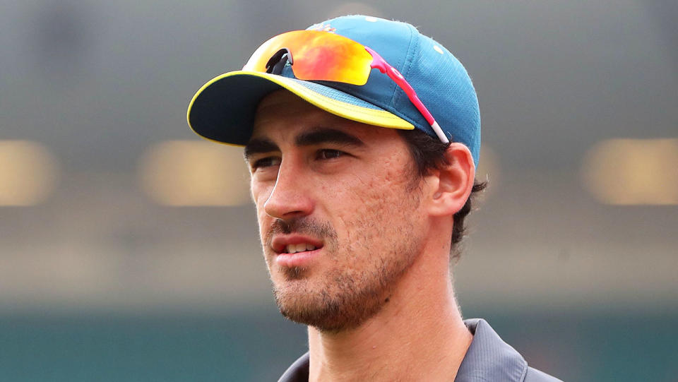 Mitchell Starc looks on during the third day of the third cricket Test match between Australia and New Zealand at the Sydney Cricket Ground in Sydney on January 5, 2020. (Photo by JEREMY NG / AFP)