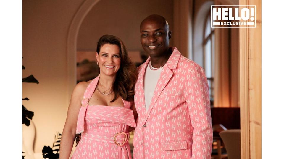 Märtha Louise exuded bridal radiance in a coordinating pink look alongside her husband-to-be Durek Verrett