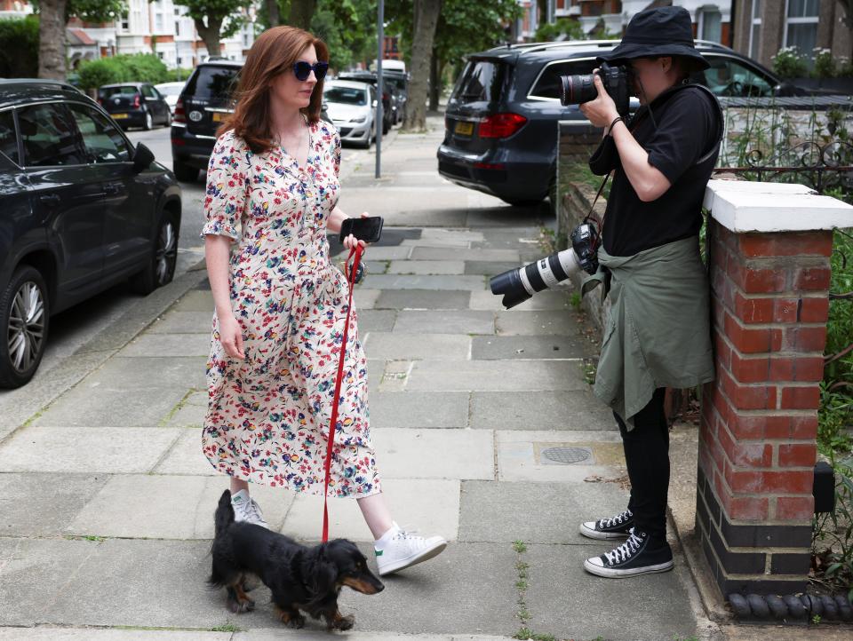 Martha Hancock, wife of ex-health secretary Matt Hancock, arrives at her home in north London on 26 June 2021 (Henry Nicholls/Reuters)