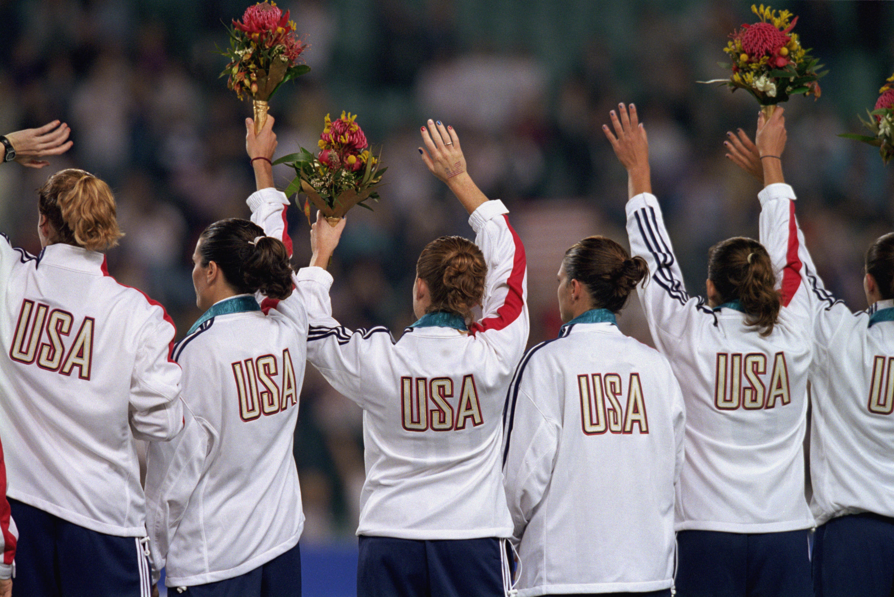 Team USA women's soccer players during the 2000 Olympics in Sydney, Australia. The U.S. soccer system was the 