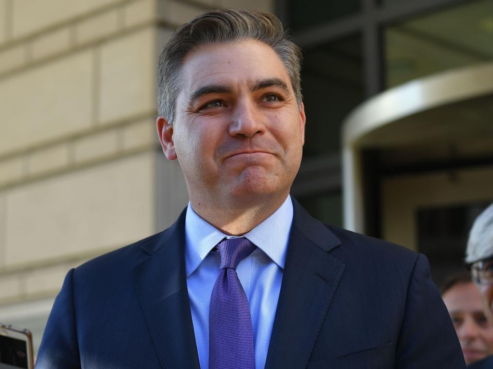 CNN White House correspondent Jim Acosta speaks outside US District Court in Washington, DC, on November 16, 2018.