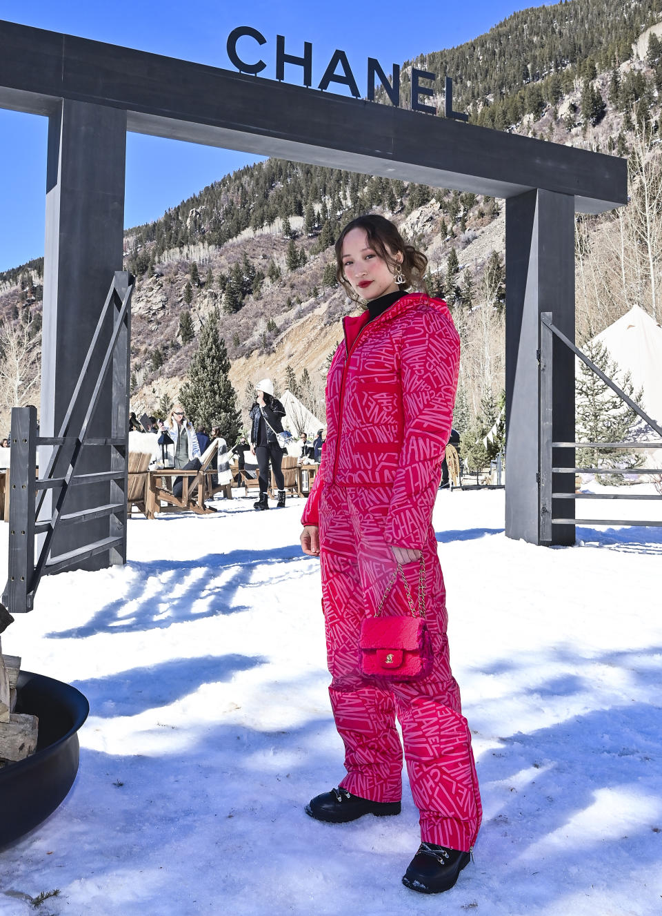 “Day Two. Post morning ski, arriving at the Dunbar Ranch for snowy fun. Truth is, I thought Aspen would be really cold. It was not. It was almost hot. Dunbar Ranch was kind of like a snowy beach party. By the end of the day my cheeks were as pink as my snowsuit.” - Credit: Getty Images