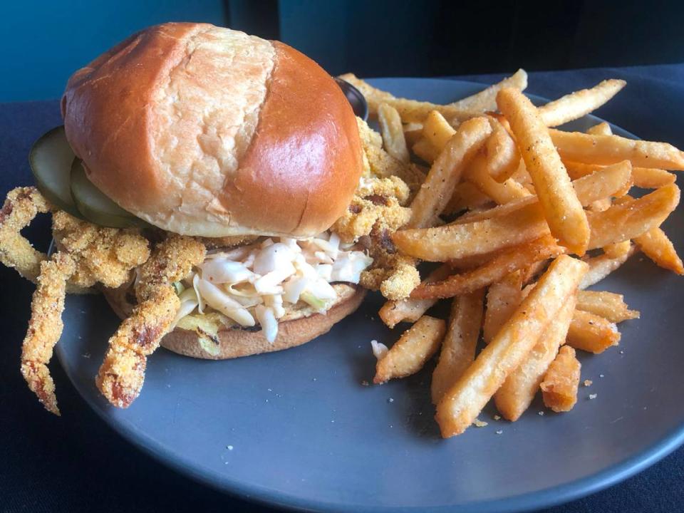 The softshell crab sandwich at Evergreen, a new restaurant concept replacing Charred, in Ocean Springs on Thursday, Sept. 28, 2023.