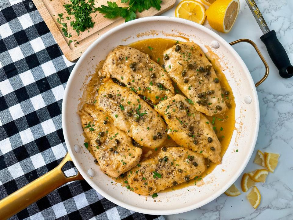 Chicken piccata comes together fast and requires only one pan, making it a great weeknight recipe.