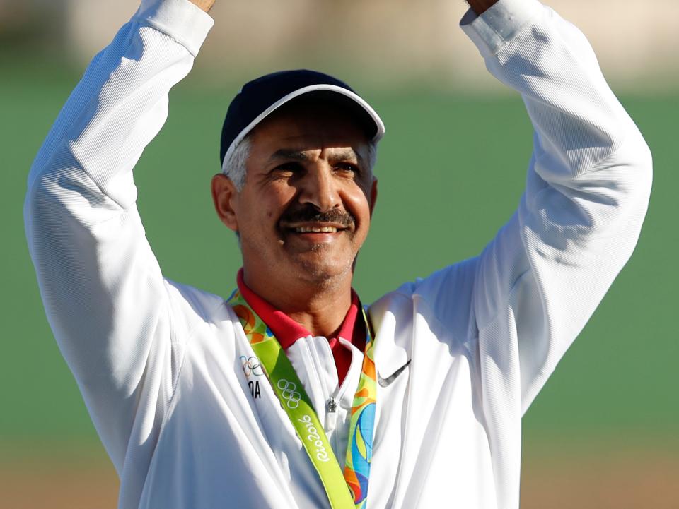 Abdullah Al-Rashidi accepting his medal at the 2016 rio olympics