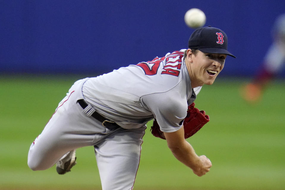 Boston Red Sox starting pitcher Nick Pivetta delivers during the first inning of a baseball game against the Baltimore Orioles in Williamsport, Pa., Sunday, Aug. 21, 2022. (AP Photo/Gene J. Puskar)