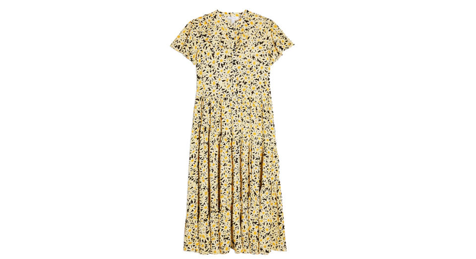 Yellow Daisy Grandad Midi Shirt Dress 