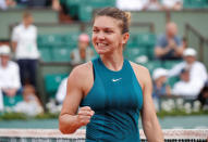 Tennis - French Open - Roland Garros, Paris, France - May 31, 2018 Romania's Simona Halep celebrates after winning her second round match against Taylor Townsend of the U.S. REUTERS/Charles Platiau