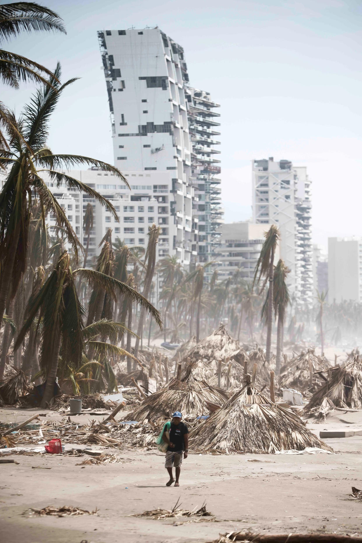 View of damages caused by the passage of Hurricane Otis in Acapulco, Guerrero State, Mexico, on October 28, 2023. The death toll from an extraordinarily powerful hurricane that blasted the Mexican resort city of Acapulco rose Saturday to 39, the Mexican government said (Photo by Rodrigo OROPEZA / AFP) (Photo by RODRIGO OROPEZA/AFP via Getty Images)