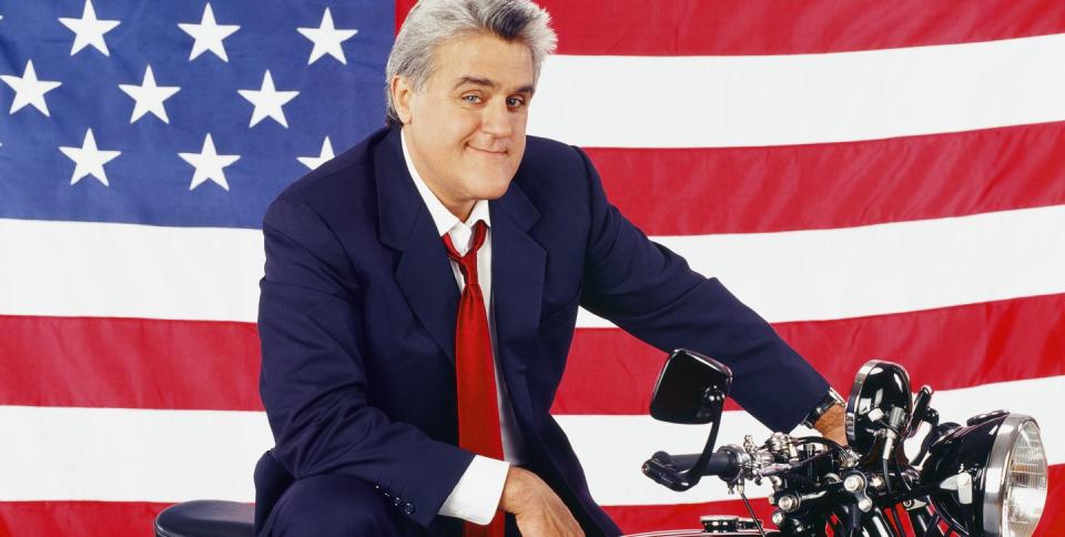 jay leno on a motorcycle