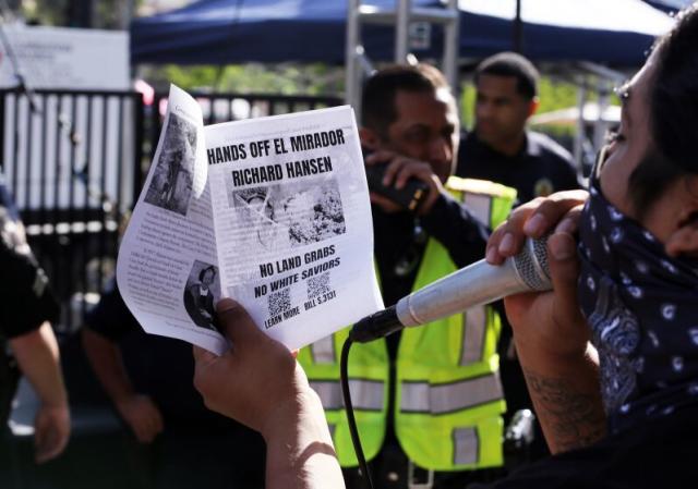 Protesters disrupt talk by archaeologist Richard Hansen at . Times  Festival of Books