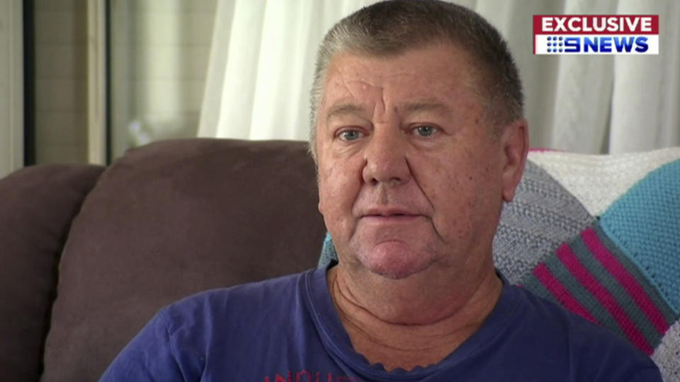In this image made from a video, a man who Australia's Nine Network television says is an uncle of Brenton Harrison Tarrant, the Australian man accused of carrying out the mass shootings at two New Zealand mosques, is interviewed in Grafton, New South Wales, Australia Sunday, March 17, 2019. The uncle, identified as Terry Fitzgerald, says, "We say sorry, for the families over there, for the dead and the injured, yeah we just, can't think nothing else, just want to go home and hide." (CHANNEL 9 via AP)