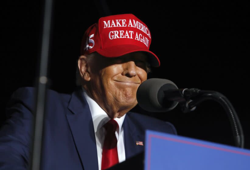 Former President Donald Trump speaks at an election rally in Latrobe, Pa., Saturday, Nov. 5, 2022. (AP Photo/Jacqueline Larma)