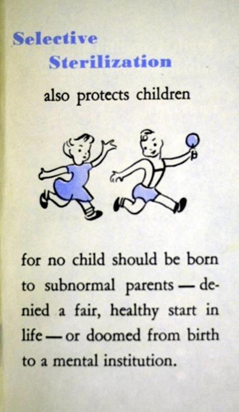 A page from a eugenics pamphlet in the 1930s