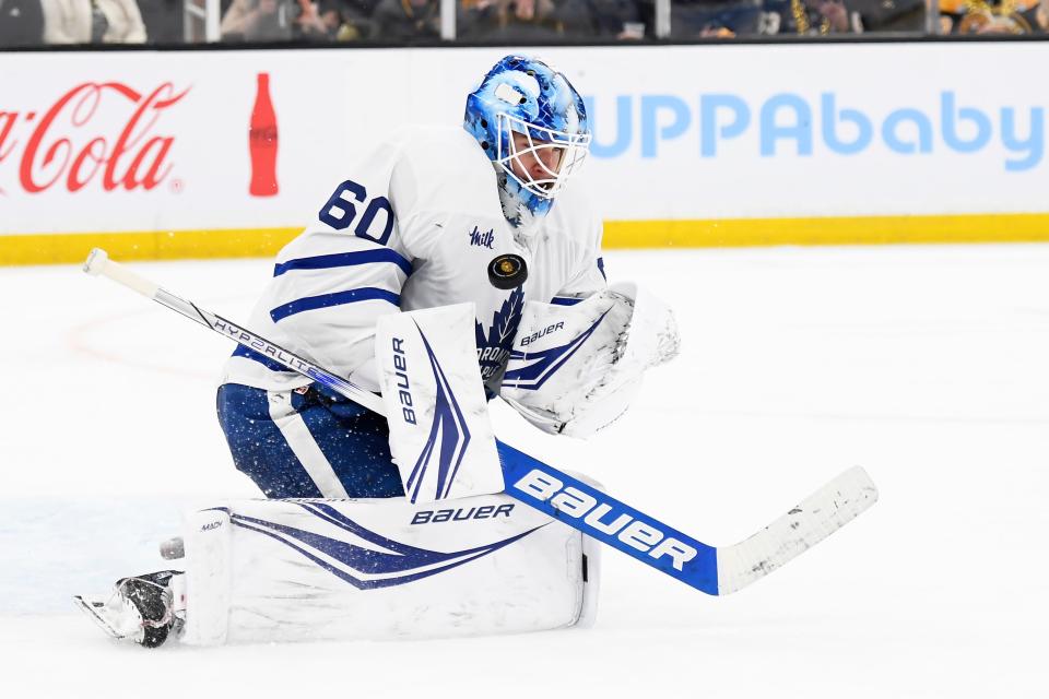 Toronto Maple Leafs goaltender Joseph Woll picked up the win against the Boston Bruins in Game 5.