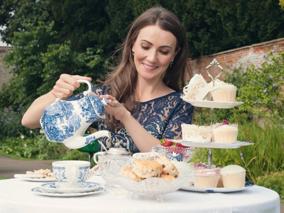 Heidi Agan having afternoon tea.