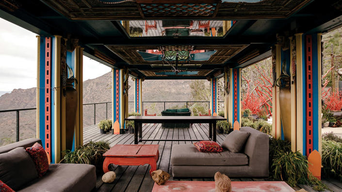 A terrace inside Malibu home overlooking the Santa Monica Mountains. - Credit: Jessica Pons