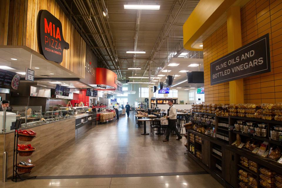 "Mia Pizza" is seen at a new Hy-Vee on Monday, Oct. 15, 2018, along Crosspark Road in Coralville, Iowa.