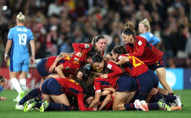 Spain celebrate at the final whistle