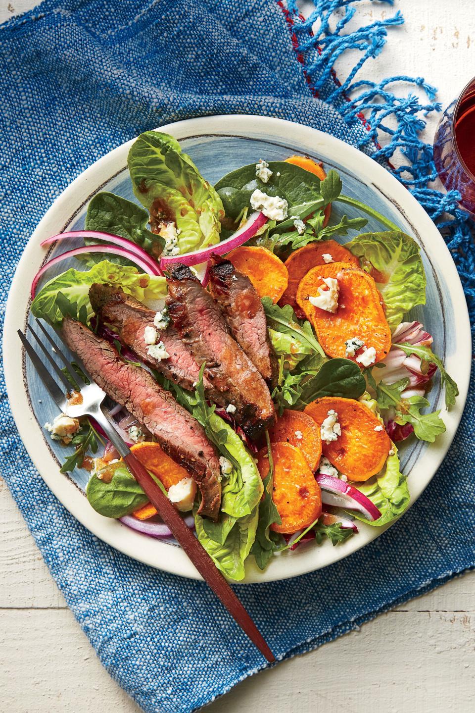 Steak, Sweet Potato, and Blue Cheese Salad