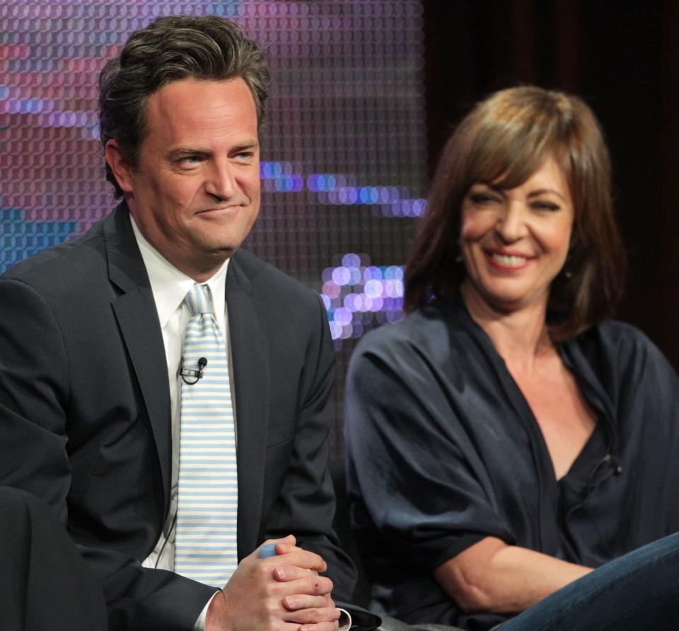 Closeup of Matthew Perry and Allison Janney