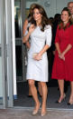 <p>Kate visited Royal Marsden Hospital in a chic fitted dress by Amanda Wakeley. She accessorised with nude pumps and a matching clutch - both from L.K. Bennett.</p><p><i>[Photo: PA]</i></p>