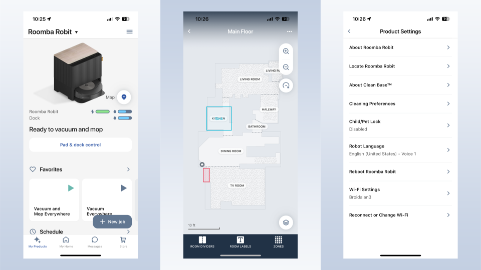 iRobot's app is fairly intuitive and does a great job creating a map of your floor plan. The Settings menu is a little jumbled, but overall I like this app better than most. (Rick Broida/Yahoo)