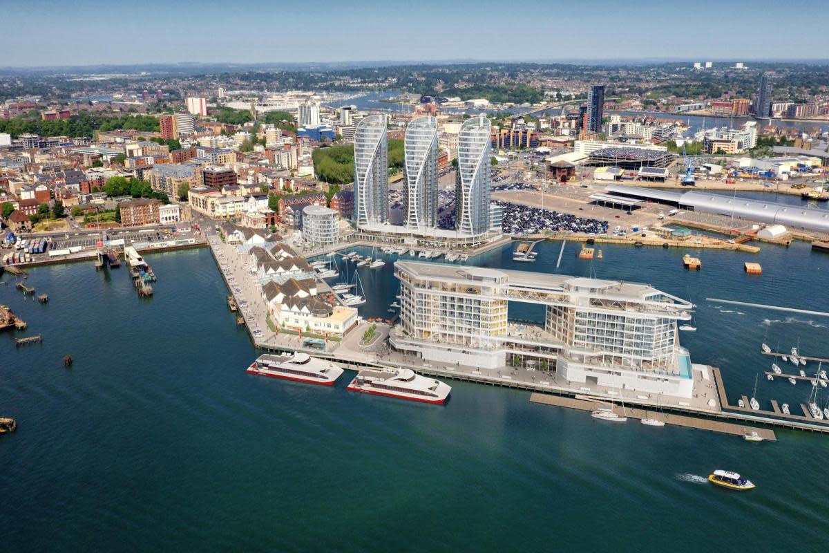 Developers of the £200m Town Quay scheme in Southampton have added a helipad to the proposed hotel plans <i>(Image: Nicolas James Group)</i>