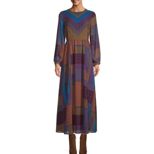 Scoop Blouson Sleeve Maxi Dress Chevron Print Women's. (Photo: Walmart)