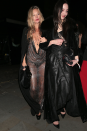 <p>Two decades after wearing her iconic see-through slip dress, Kate Moss still knows how to rock the sheer trend. The 48-year-old recently stepped out in London wearing a glittery naked dress, with a belly-button grazing cowl neck teamed with a pair of platform heels. The red lip really takes this look to the next level, don't ya think?</p>