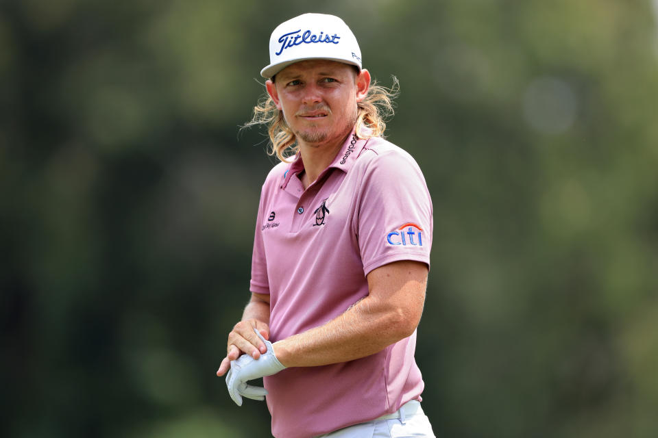 Cameron Smith (pictured) looks on from the second hole during the final round of the FedEx St. Jude Invitational at TPC Southwind on August 08, 2021 in Memphis, Tennessee.