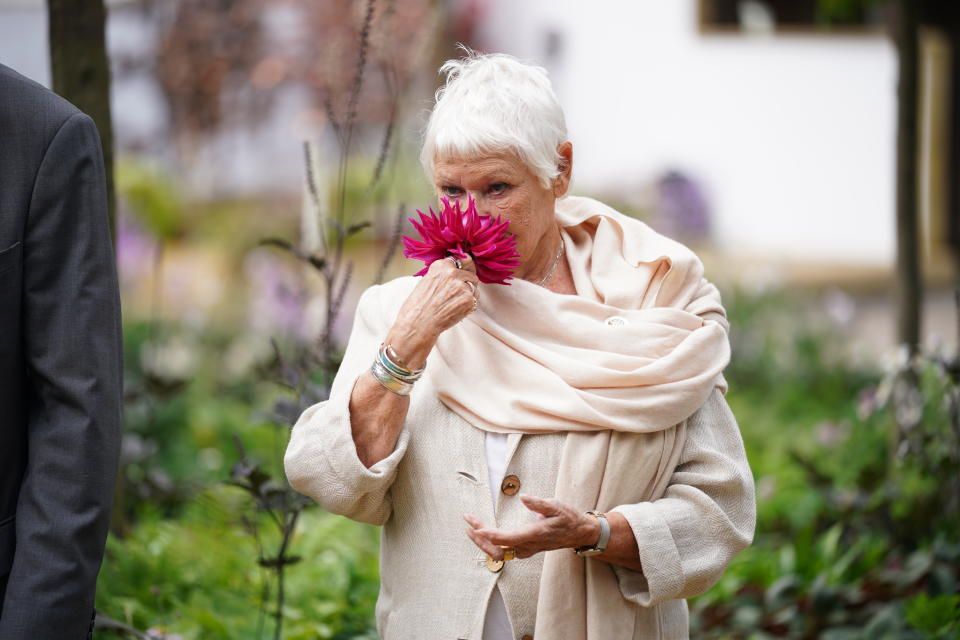 Dame Judi Dench during the RHS Chelsea Flower Show press day, at the Royal Hospital Chelsea, London. Picture date: Monday September 20, 2021.