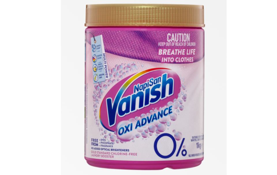 A tub of NapiSan Vanish Oxi Advance