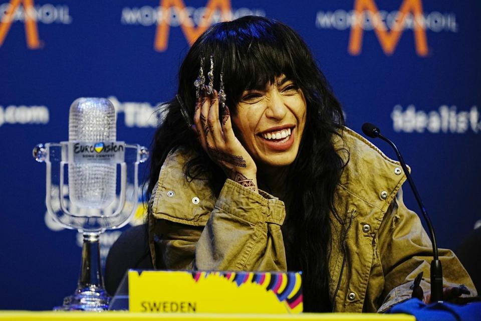 Sweden entrant Loreen during the press conference after winning (Aaron Chown/PA) (PA Wire)