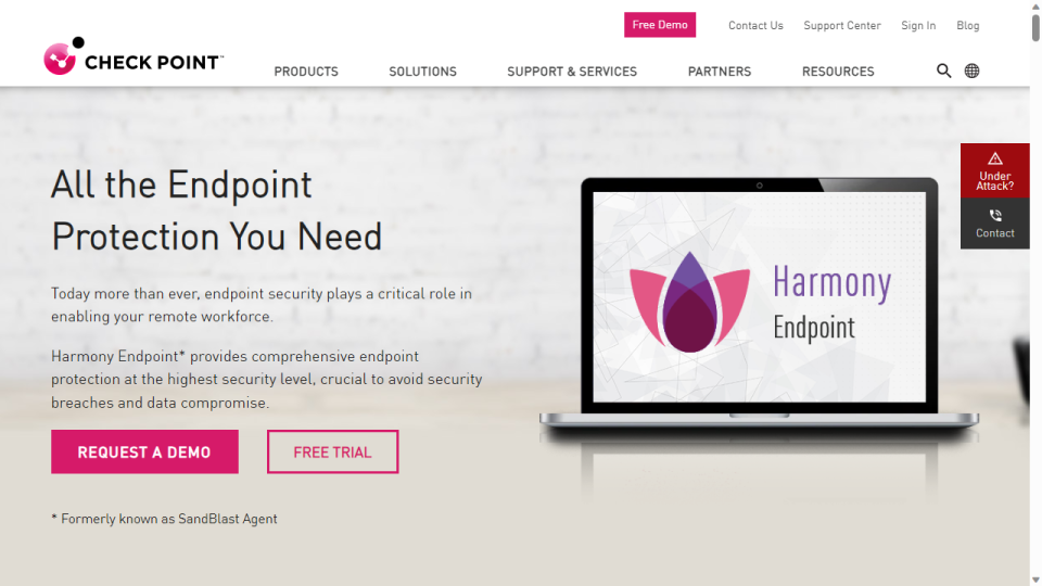  Website screenshot for Check Point Harmony Endpoint  