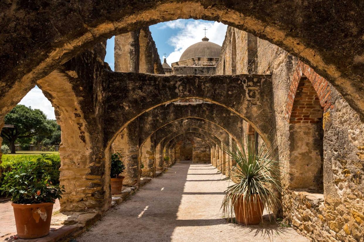 Walkway at the San Jose Mission in San Antonio, Texas