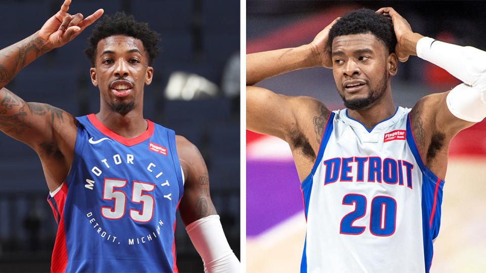 Delon Wright (pictured left) celebrating and Josh Jackson (pictured right) looking frustrated.