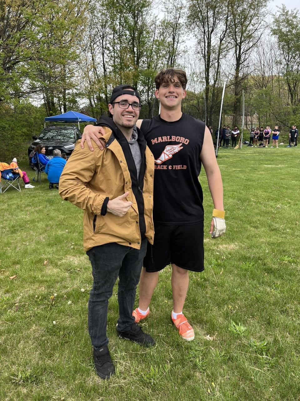 Jose Iraola-Ceely poses after the Iron Dukes Relays on April 28, 2023. The senior won three events, including setting a program record and qualifying for New Balance Nationals in the hammer throw.