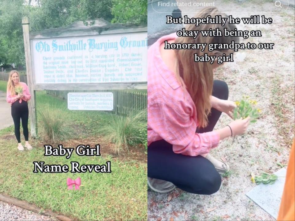 Mother who went to cemetery for baby name inspiration reveals daughter’s name (TikTok/@hodgehouse)