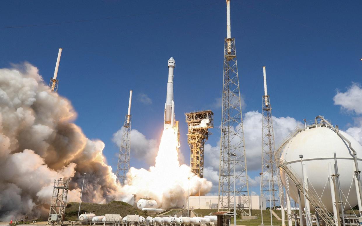 A United Launch Alliance Atlas V rocket carrying two astronauts aboard Boeing's Starliner-1 Crew Flight Test