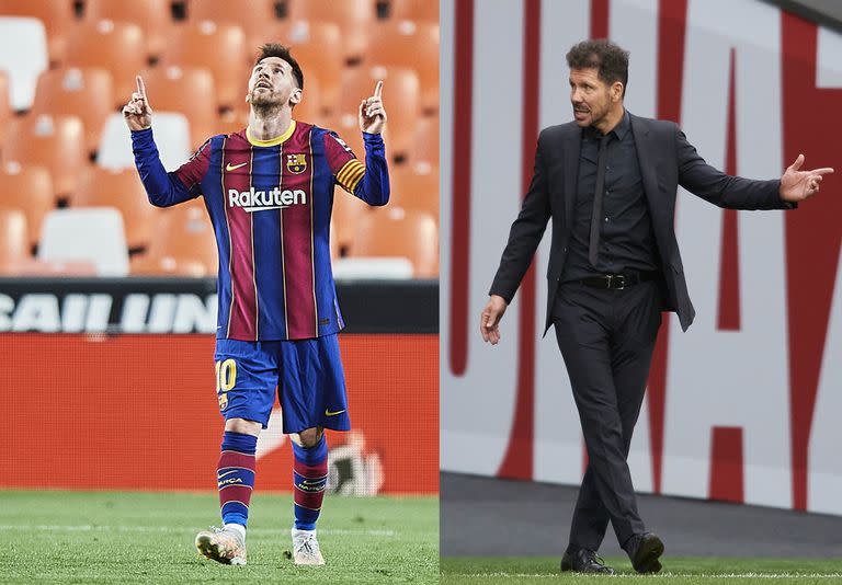 Lionel Messi y Diego Simeone: el Barcelona vs. Atlético de Madrid de este sábado puede ser determinante para la liga española.